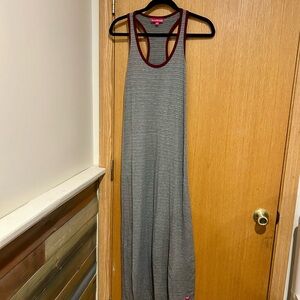 Gray and Burgundy Women's Maxi Dress